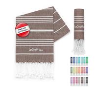 LeStoff Telo mare - 100% Cotone bio, 50 x 100 cm, Prelavato, Assorbente, Asciugatura Rapida, Leggero, Fouta, Telo Ospite, Telo Doccia, Telo Yoga, Telo Benessere, Asciugamano da Palestra (Brown)
