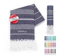 LeStoff Telo mare - 100% Cotone bio, 50 x 100 cm, Prelavato, Assorbente, Asciugatura Rapida, Leggero, Fouta, Telo Ospite, Telo Doccia, Telo Yoga, Telo Benessere, Asciugamano Sportivo e Palestra (Navy)