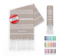 LeStoff Telo mare - 100% Cotone bio, 50 x 100 cm, Prelavato, Assorbente, Asciugatura Rapida, Leggero, Fouta, Telo Ospite, Telo Doccia, Telo Yoga, Telo Benessere, Asciugamano da Palestra (Beige)