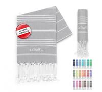 LeStoff Telo mare - 100% Cotone bio, 50 x 100 cm, Prelavato, Assorbente, Asciugatura Rapida, Leggero, Fouta, Telo Ospite, Telo Doccia, Telo Yoga, Telo Benessere, Asciugamano Sportivo e Palestra (Grey)