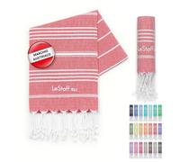 LeStoff Telo mare - 100% Cotone bio, 50 x 100 cm, Prelavato, Assorbente, Asciugatura Rapida, Leggero, Fouta, Telo Ospite, Telo Doccia, Telo Yoga, Telo Benessere, Asciugamano Palestra (Red)