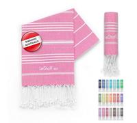 LeStoff Telo mare - 100% Cotone bio, 50 x 100 cm, Prelavato, Assorbente, Asciugatura Rapida, Leggero, Fouta, Telo Ospite, Telo Doccia, Telo Yoga, Telo Benessere, Asciugamano Sportivo e Palestra (Pink)