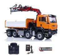 LESU 1/14 8X8 RC Autocarro con cassone ribaltabile idraulico RC gru a 3 vie ribaltabile ribaltabile auto modello 7CH valvola di retromarcia spia spia suono PL18EV Radio Controller