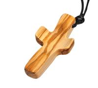 Lesunbak Crocifisso in legno di ulivo Natrual con ciondolo a forma di croce, realizzato a mano, per preghiera, meditazione, religiosa, cristiana o decorazione per famiglie, bambini e adulti