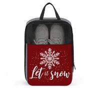 Let It - Borsa porta scarpe da neve con fiocco di neve su sfondo rosso, per viaggi e uso quotidiano, anti-polvere, porta scarpe da golf