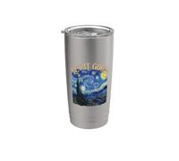Let It Gogh Notte Stellata Pittura Belle Arti Gioco di parole Bicchiere termico in acciaio inox doppia parete