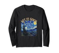 Let It Gogh Notte Stellata Pittura Belle Arti Gioco di Parole Maglia a Manica