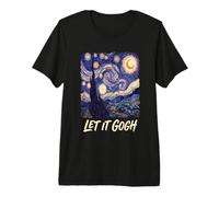 Let It Gogh Swirling Sky Night Art Amante Divertente Gioco di Parole Tee 3 Maglietta Premium