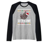 Let it Slow! Brutto Meme di Babbo Natale Brutto Maglione Natalizio Maglia con Maniche Raglan