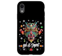 Let It Snow Cool Christmas Night Owl Illustration Graphic Custodia per iPhone XR