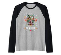 Let It Snow Cool Christmas Night Owl Illustration Graphic Maglia con Maniche Raglan