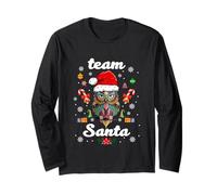 Let It Snow Cool Christmas Night Owl Team Santa Illustration Maglia a Manica