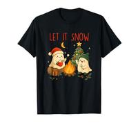 Let It Snow Cute Ghosts Intorno Campfire Maglietta