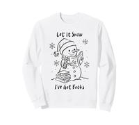 Let It Snow I've Got Books, Cozy Snowman Reading Winter Cute Felpa