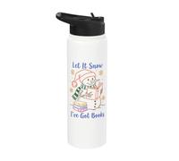 Let It Snow I've Got Books Snowman Reading Winter Reader Stainless Steel Insulated Water Bottle