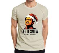 LET IT Snow - Maglietta da uomo con Babbo Natale, naturale, S