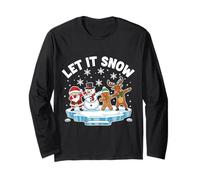 Let It Snow Xmas Dabbing Babbo Natale Renna Pupazzo di Zenzero Maglia a Manica