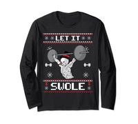 Let it Swole Ugly Christmas Sweater Funny Muscle Snowman Gym Maglia a Manica