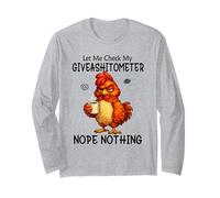 Let Me Check My Giveashitometer Funny Grumpy Chicken Coffee Maglia a Manica