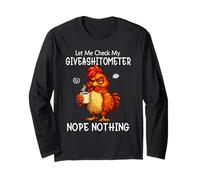 Let Me Check My Giveashitometer Funny Grumpy Chicken Coffee Maglia a Manica