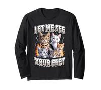 Let Me See Your Feet Cat Meme Y2K Bootleg Unwearable Maglia a Manica