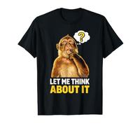 Let Me Think About It Pondering Monkey Question Mark Sarcasm Maglietta con Stampa Grafica Economica