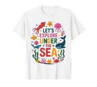Let’s Explore Under The Sea Cute Ocean Animals Design Maglietta