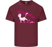 Let that Sht Go Funny Cat Rude Uomo Maglietta Cotone T-Shirt