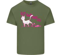 Let that Sht Go Funny Cat Rude Uomo Maglietta Cotone T-Shirt