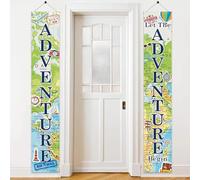Let the Adventure Begin Banner - 2 striscioni Adventure (180 x 30 cm), grande motto da viaggio, decorazione per feste di compleanno, laurea, pensionamento, inizio della scuola