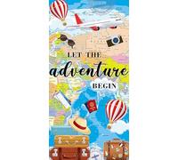 Let The Adventure Begin - Copritorta per porta con scritta "Let The Adventure Awaits", sfondo a tema viaggi mondiali, decorazione per porta d'ingresso, per feste di laurea, baby shower, bomboniere