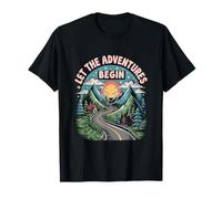 Let the Adventures Begin - Maglietta vintage Mountain Road Trip Maglietta