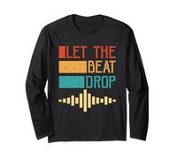 Let The Beat Drop Retro DJ Music Wave Vintage Maglia a Manica