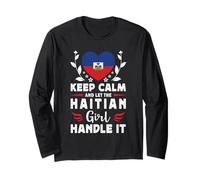 Let The Haitian Girl Handle it Haiti Flag Maglia a Manica