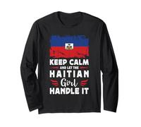 Let The Haitian Girl Handle it Haiti Flag Maglia a Manica
