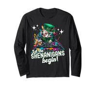 Let The Shenanigans Begin! DJ Cat Music St Patrick’s Humor Maglia a Manica