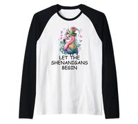 Let The Shenanigans Begin Mardi Gras Flamingo St Patrick's Maglia con Maniche Raglan