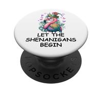 Let the Shenanigans Begin Mardi Gras Flamingo St Patrick's PopSockets PopGrip Adesivo
