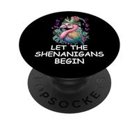 Let the Shenanigans Begin St Patricks Flamingo Mardi Gras PopSockets PopGrip Adesivo