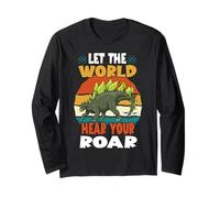 Let The World Hear Your Roar Stegosaurus Dinsosaur Lovers Maglia a Manica