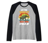 Let The World Hear Your Roar Stegosaurus Dinsosaur Lovers Maglia con Maniche Raglan