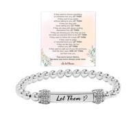 Let Them - Braccialetto elastico con perline di diamante, motivazionale in acciaio inox, con incisione a tubo con piccole parole, catena ispiratrice per energia e amicizia, gioielli per donne e uomini