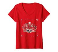 Let Them Cook Kitchen Wall Art per Gli Appassionati di Cucina Maglietta con Collo a V, Donna, Rosso, S