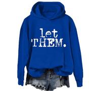 Let Them Felpa con cappuccio Let Them Typography Hoodies Felpa, Blu zaffiro, M