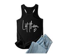 Let Them Self Love Going Out Canotte per le donne Lettera Senza Maniche Camicette di base Girocollo Casual Primavera Carino Estate Canotta Racerback Grafica Y2K Moda Trendy 2026, Nero , XXL