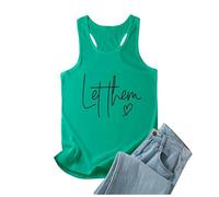 Let Them Self Love Spring Tank Top per le donne Lettera senza maniche Camicie alla moda Girocollo Racerback Y2K Basic Fashion Canotte Grafica Casual Carino 2026 Uscire Estate, Verde, S