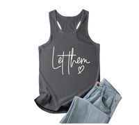Let Them Self Love Summer Tank Top per le donne Girocollo senza maniche Camicie alla moda Lettera Casual Primavera 2026 Canotte di base Grafica Racerback Uscire Carino Trendy Y2K, Grigio scuro, S