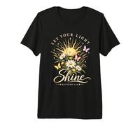 Let Your Light Shine Faith Girasole Margherita Farfalla Maglietta Premium