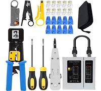 LETB, set di strumenti di rete per la riparazione di cavi e strumenti per la riparazione di spelafili, crimpatrice coassiale, crimpatura a spina RJ11, RJ45, Cat5, Cat6, spellafili ((A)