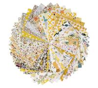 LetCart 200 Pezzi Quadratini Di Stoffa 13 X 13cm, 100% Patchwork Cotone Tessuto, Tessuti Motivi Stampati Stoffe, Diy Handmade Quilting Tessuti, Artigianato Fai Da Te E Decorazioni Per La Casa (Giallo)